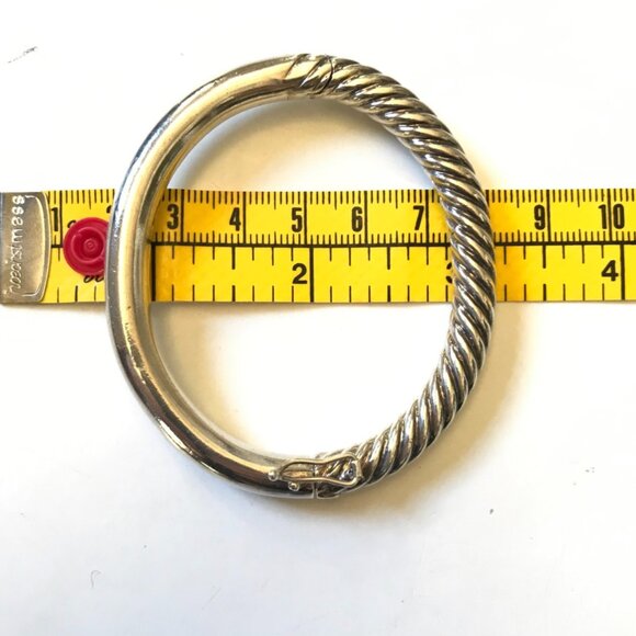 David Yurman Cable Hinge Bangle Bracelet Womens .925 Sterling Silver Twisted DY - Picture 8 of 10